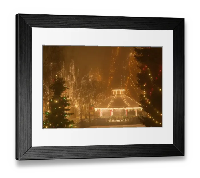 Framed Print : WA, Leavenworth, Leavenworth Ice Festival with gazebo and city park Framed Print : WA, Leavenworth, Leavenworth Ice Festival with gazebo and city park