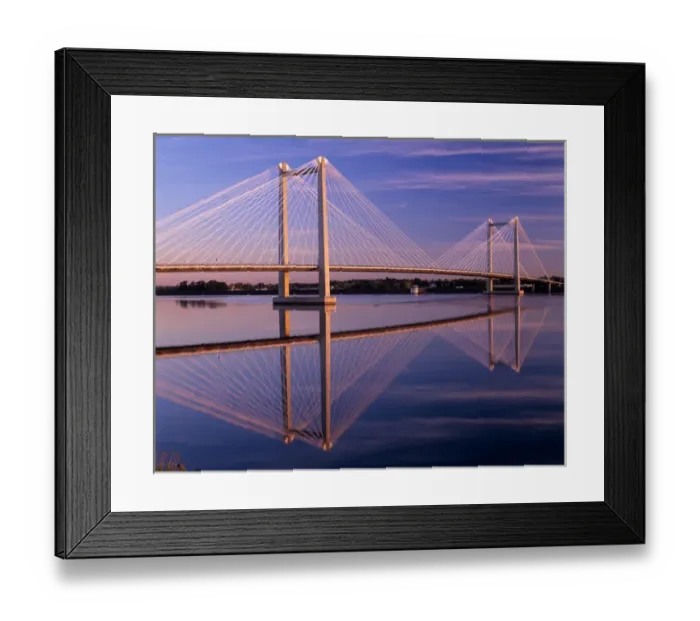 Framed Print : WA, Pasco-Kennewick, Intercity Cable-Stayed Bridge over Columbia River at sunrise Framed Print : WA, Pasco-Kennewick, Intercity Cable-Stayed Bridge over Columbia River at sunrise