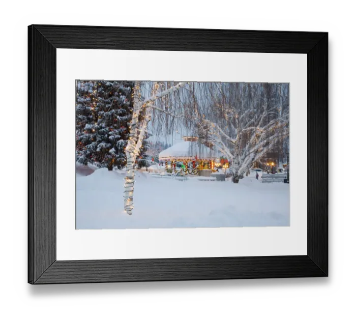 Framed Print : WA, Leavenworth, Bavarian style village, Gazebo and City Park, with holiday lights Framed Print : WA, Leavenworth, Bavarian style village, Gazebo and City Park, with holiday lights