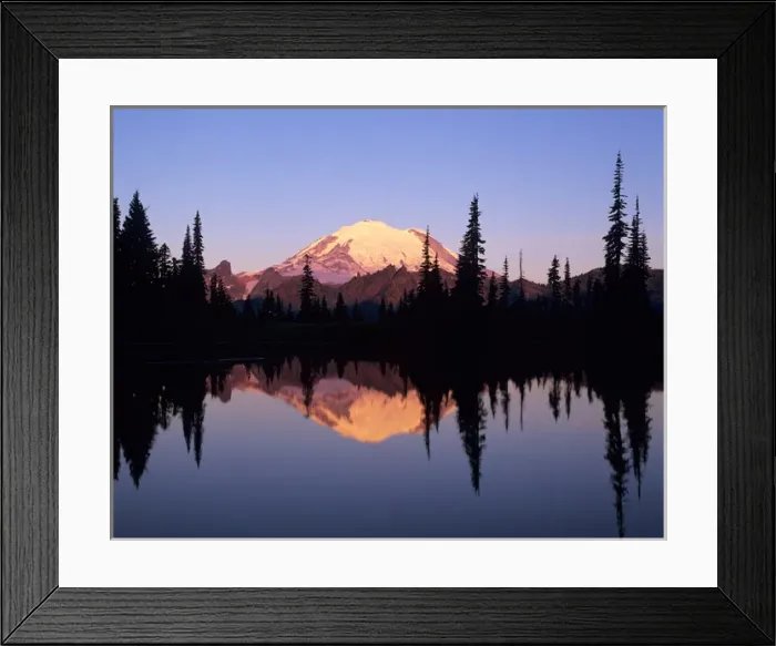 Framed Print : WA, Mt. Rainier NP, Mt. Rainier and reflection in Upper Tipsoo Lake at sunrise Framed Print : WA, Mt. Rainier NP, Mt. Rainier and reflection in Upper Tipsoo Lake at sunrise