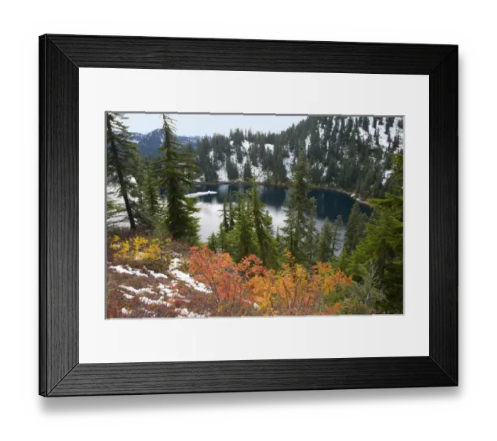 Framed Print : WA, Henry M. Jackson Wilderness, Lake Valhalla, after an autumn snow Framed Print : WA, Henry M. Jackson Wilderness, Lake Valhalla, after an autumn snow