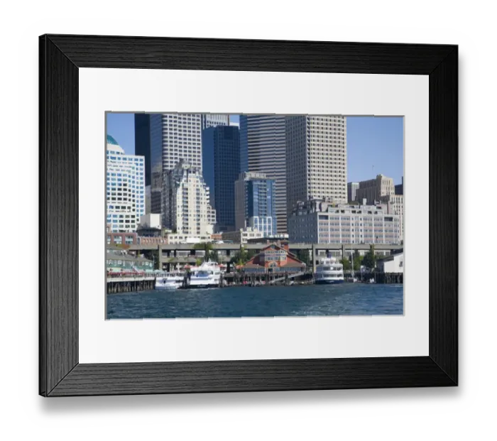 Framed Print : WA, Seattle, Seattle skyline and Pier 55 from Elliott Bay Framed Print : WA, Seattle, Seattle skyline and Pier 55 from Elliott Bay