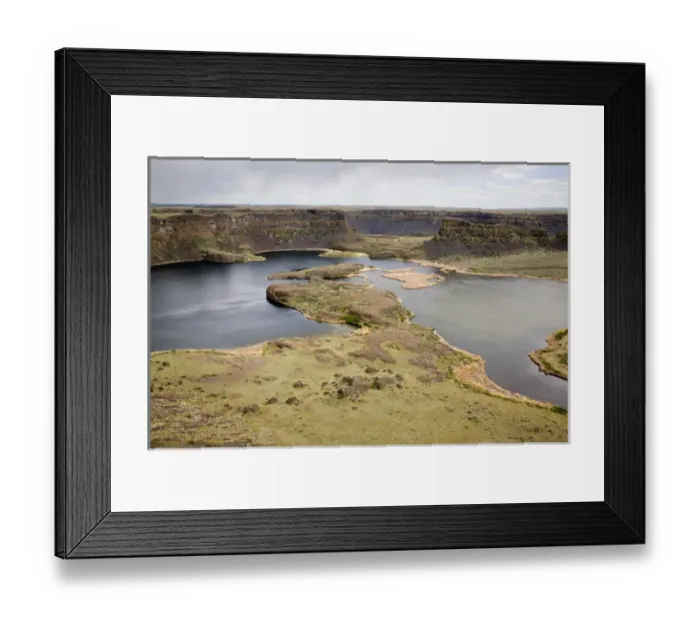Framed Print : WA, Grant County; near Coulee City, Dry Falls and Dry Falls Lake, an example of Channeled Framed Print : WA, Grant County; near Coulee City, Dry Falls and Dry Falls Lake, an example of Channeled