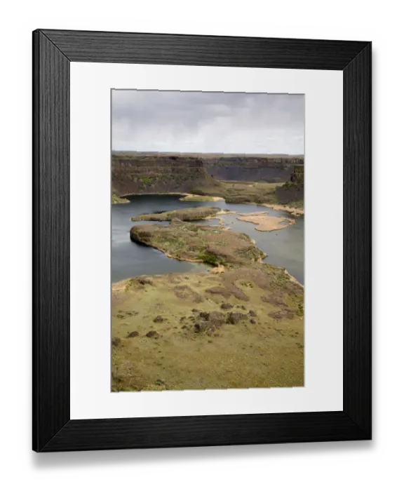 Framed Print : WA, Grant County; near Coulee City, Dry Falls and Dry Falls Lake, an example of Channeled Framed Print : WA, Grant County; near Coulee City, Dry Falls and Dry Falls Lake, an example of Channeled