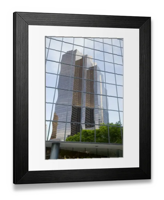 Framed Print : WA, Bellevue, Downtown Bellevue, City Center Bellevue building reflected onto