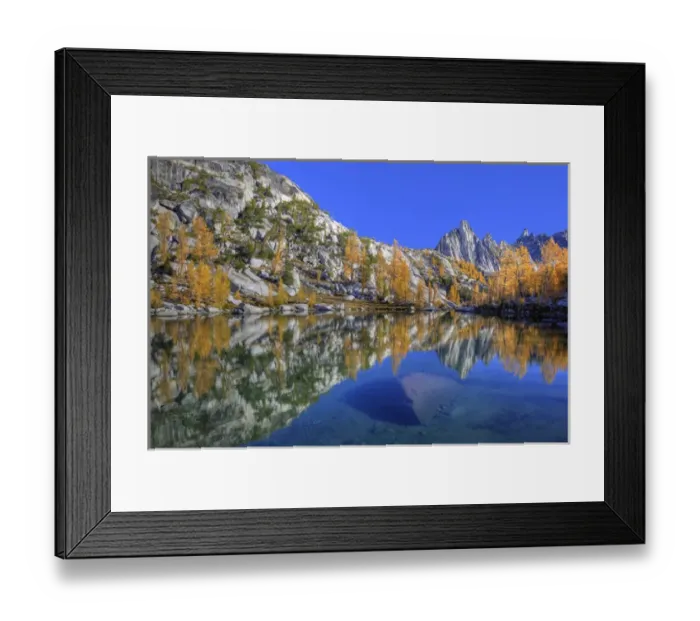 Framed Print : WA, Alpine Lakes Wilderness, Enchantment Lakes, Prusik Peak, reflected in Sprite Lake Framed Print : WA, Alpine Lakes Wilderness, Enchantment Lakes, Prusik Peak, reflected in Sprite Lake