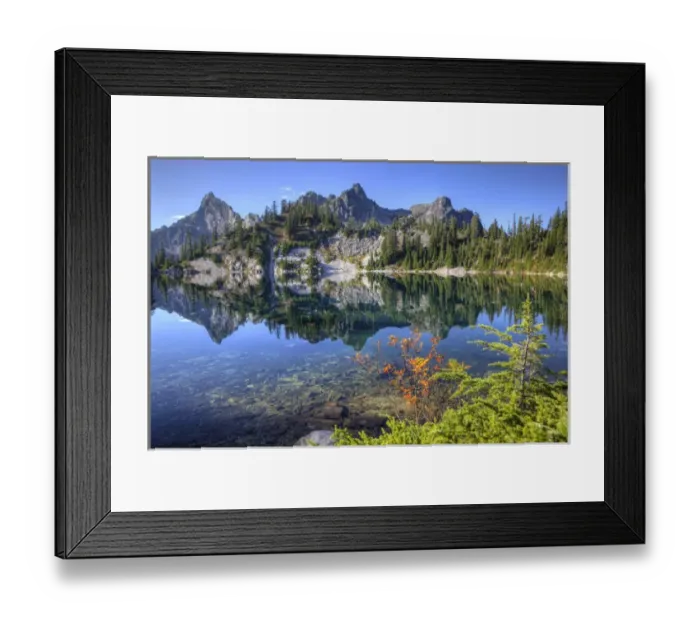Framed Print : WA, Alpine Lakes Wilderness, Gem Lake, with Chair Peak and Mount Roosevelt Framed Print : WA, Alpine Lakes Wilderness, Gem Lake, with Chair Peak and Mount Roosevelt