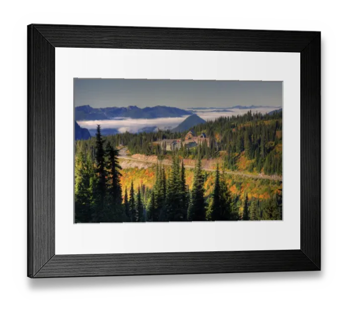 Framed Print : WA, Mt. Rainier National Park, view of Paradise Valley with Paradise Inn Framed Print : WA, Mt. Rainier National Park, view of Paradise Valley with Paradise Inn
