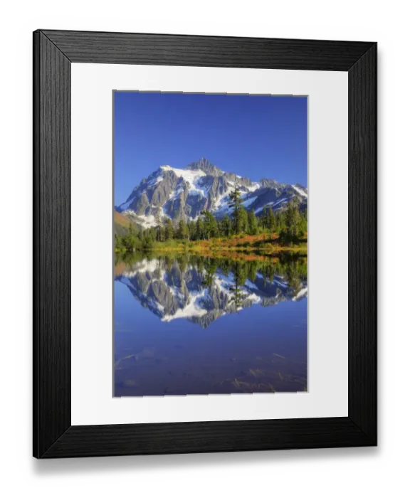 Framed Print : WA, Heather Meadows Recreation Area, Mount Shuksan, reflected in Picture Lake Framed Print : WA, Heather Meadows Recreation Area, Mount Shuksan, reflected in Picture Lake
