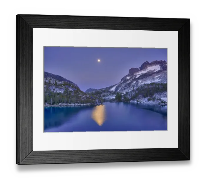 Framed Print : WA, Alpine Lakes Wilderness, Enchantment Lakes, Full moon over Perfection Lake Framed Print : WA, Alpine Lakes Wilderness, Enchantment Lakes, Full moon over Perfection Lake