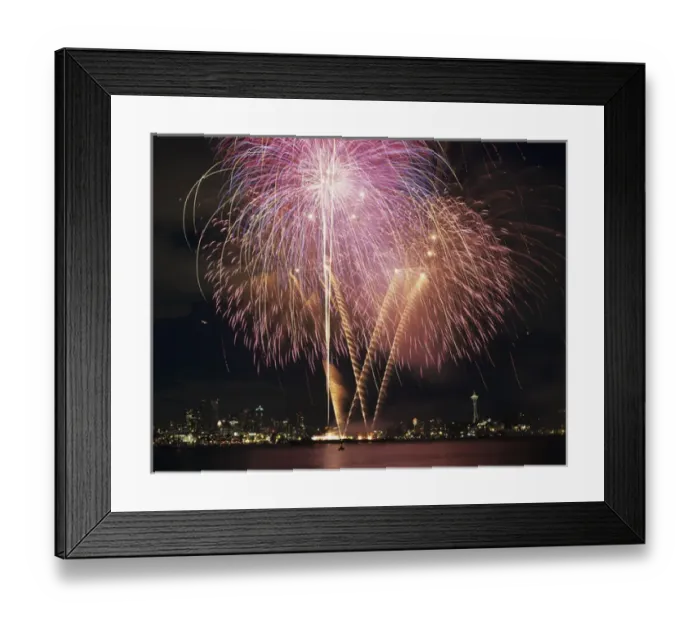 Framed Print : WA, Seattle, Fireworks on July 4th, at Gasworks Park; Space Needle in background Framed Print : WA, Seattle, Fireworks on July 4th, at Gasworks Park; Space Needle in background