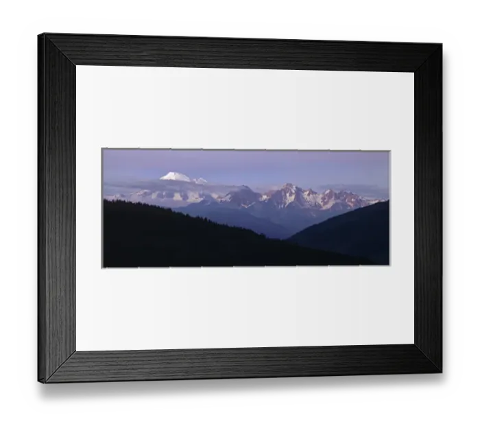 Framed Print : An unusual view of Mount Baker and the entire Twin Sisters Range in evening light Framed Print : An unusual view of Mount Baker and the entire Twin Sisters Range in evening light