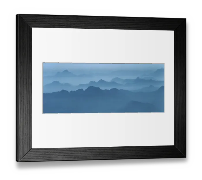 Framed Print : Misty blue ridges retreat into the mist in the Cascade Mountains