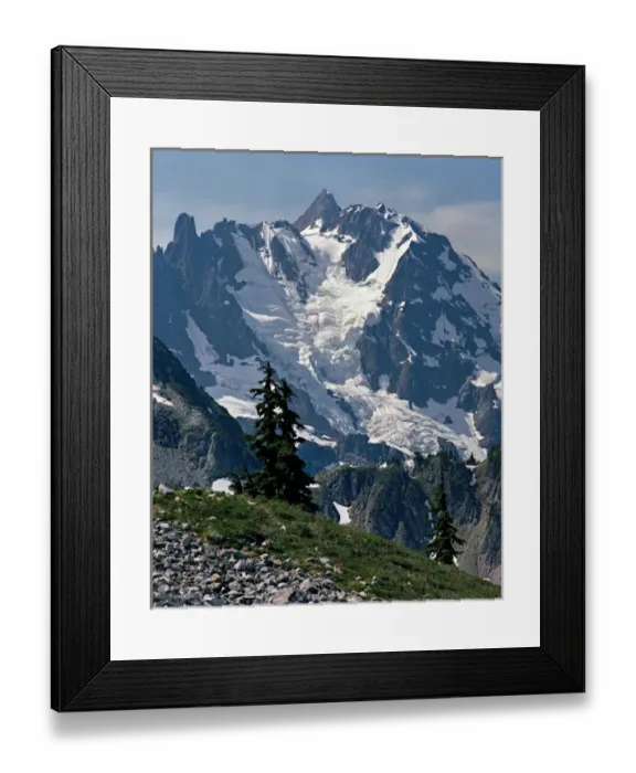 Framed Print : The Price Glacier plummets from the summit of Mount Shuksan in North Cascades National
