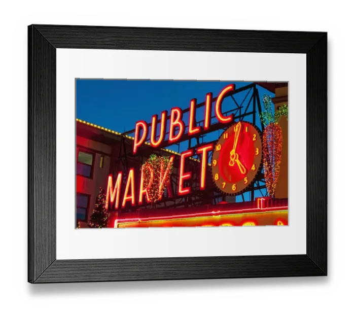 Framed Print : USA, Washington, Seattle, Pike Place Market. Christmas at the Pike Place Market in Framed Print : USA, Washington, Seattle, Pike Place Market. Christmas at the Pike Place Market in
