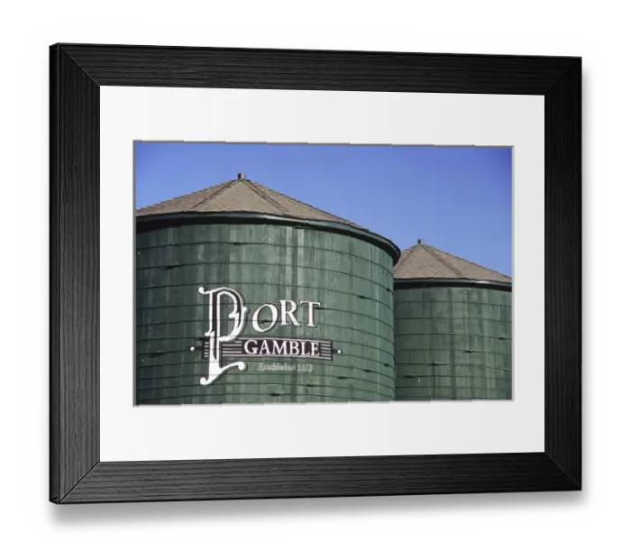 Framed Print : Port Gamble Water Towers, Port Gamble, Kitsap Peninsula, Washington, US, United States