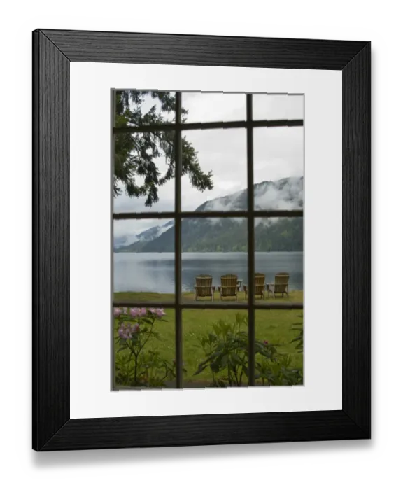 Framed Print : Through the Window at Lake Crescent Lodge, Olympic National Park, Washington, US