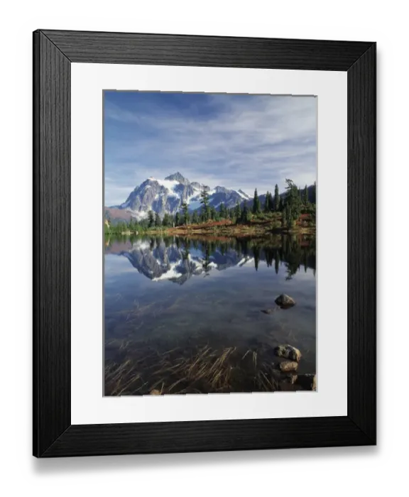 Framed Print : USA, Washington State, North Cascades, View of Mt. Shuksan with picture lake at Mount