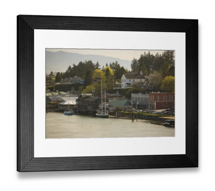 Framed Print : USA, Washington State, La Conner. View of La Conner and the Cascades Framed Print : USA, Washington State, La Conner. View of La Conner and the Cascades