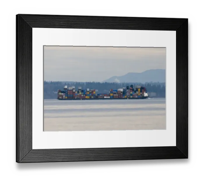 Framed Print : Colorful load on barge in Admiralty Inlet between Whidbey Island and Olympic Peninsula Framed Print : Colorful load on barge in Admiralty Inlet between Whidbey Island and Olympic Peninsula