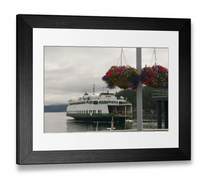 Framed Print : USA, WA, San Juan Islands. Ferry arrival into Friday Harbor