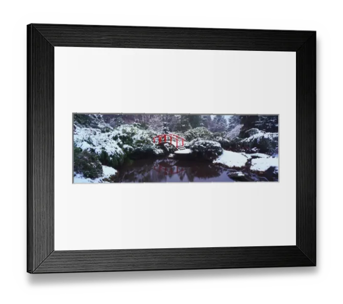 Framed Print : NA, USA, Washinton State, Seattle, Kabota Gardens, Snow covered Bridge with small pond Framed Print : NA, USA, Washinton State, Seattle, Kabota Gardens, Snow covered Bridge with small pond