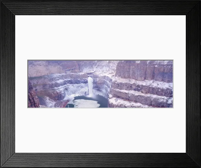 Framed Print : NA, USA, Washinton State, Palouse Falls winter dusting of Snow