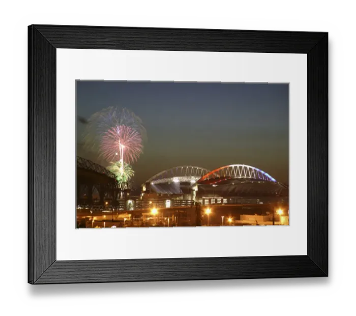 Framed Print : NA, USA, Washington State, Seattle, 4th of July fireworks celebration, Red, White