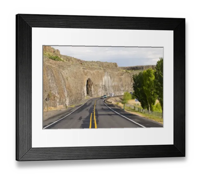 Framed Print : USA, Washington State, Grant County. Basalt cliffs along highway near Soap Lake