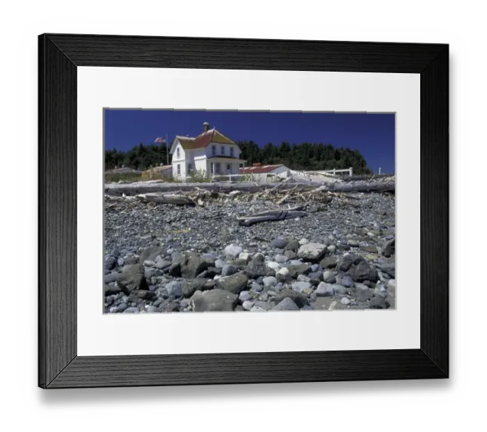 Framed Print : NA, USA, Washington, Marrowstone Island Lighthouse at Fort Flagler State Park