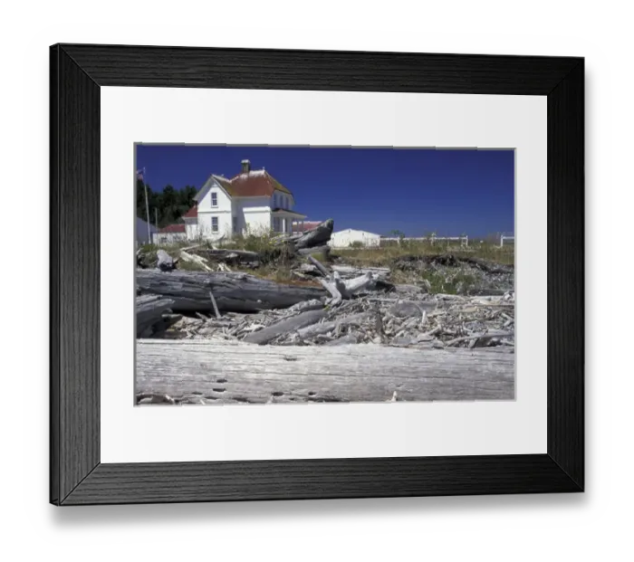 Framed Print : NA, USA, Washington, Marrowstone Island Lighthouse at Fort Flagler State Park