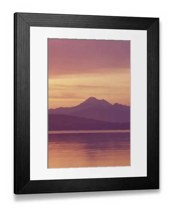 Framed Print : NA, USA, Washington, Anacortes Mt. Baker and Puget Sound at dawn