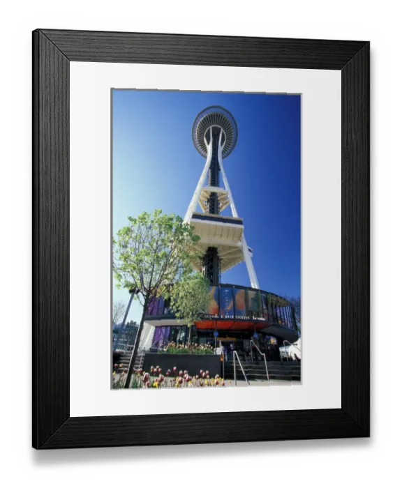 Framed Print : NA, USA, Seattle, Seattle Center, Wide-angle view of the Space Needle Framed Print : NA, USA, Seattle, Seattle Center, Wide-angle view of the Space Needle