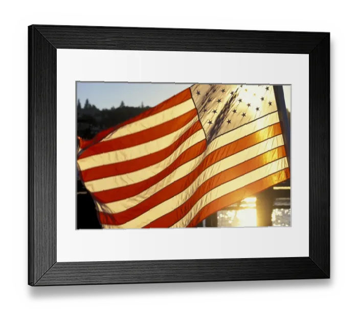 Framed Print : North America, USA, Washington, Seattle. American flag at Fishermans Terminal