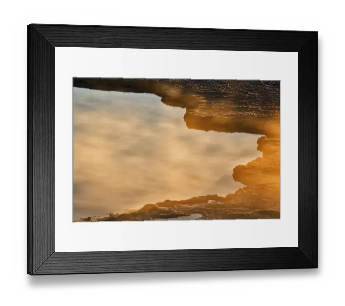 Framed Print : Edge of hotspring near sunset, Midway Geyser Basin, Yellowstone National Park, Wyoming