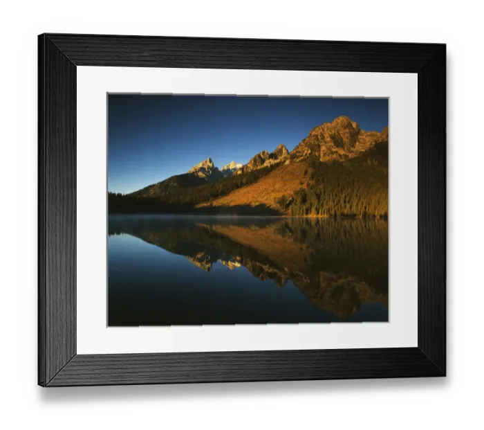 Framed Print : USA, Wyoming, Grande Teton National Park, Cathedral group mountain reflecting in Framed Print : USA, Wyoming, Grande Teton National Park, Cathedral group mountain reflecting in