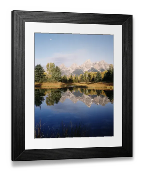 Framed Print : USA, Wyoming, Grand Teton National Park, Grand Teton mountains reflecting in beaver pond