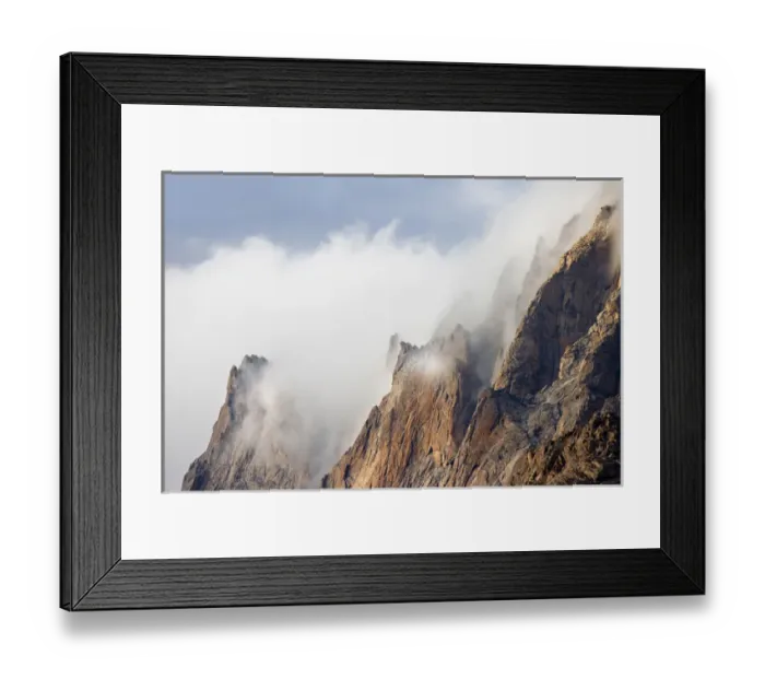 Framed Print : USA, Wyoming, Bridger National Forest. A cloud-covered, jagged peak in the Bridger Wilderness