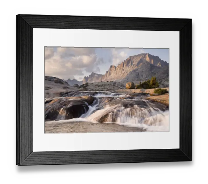 Framed Print : USA, Bridger National Forest, Bridger Wilderness. View of rapids and Fremont Peak