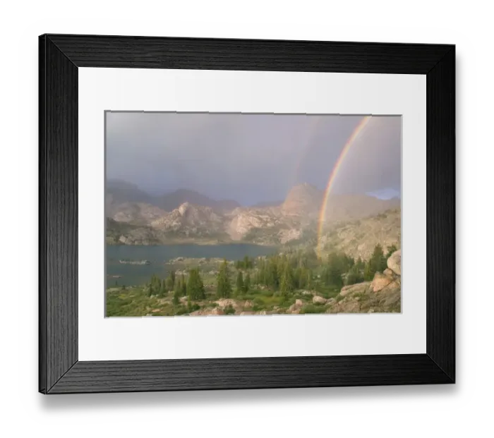 Framed Print : USA, Wyoming, Bridger National Forest, Bridger Wilderness. Double rainbow over Elephant