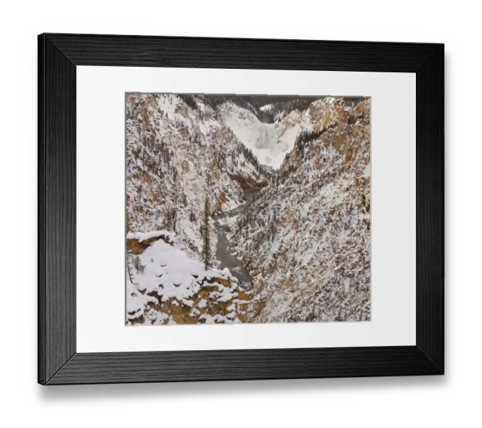Framed Print : Lower Yellowstone Falls in winter in Yellowstone National Park Framed Print : Lower Yellowstone Falls in winter in Yellowstone National Park