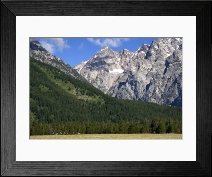 Framed Print : Horseback riding in Grand Teton National Park, Wyoming beneath Mt. Moran