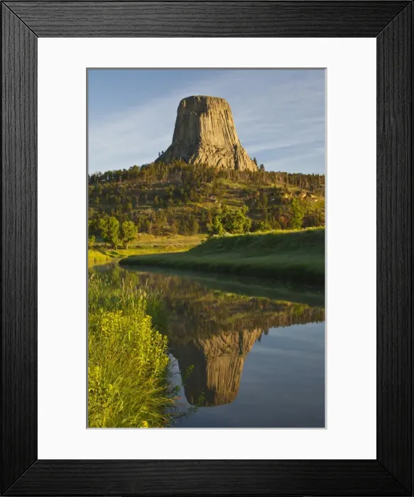 Framed Print : Devils Tower National Monument, Wyoming, reflected in Belle Fourche River at sunrise Framed Print : Devils Tower National Monument, Wyoming, reflected in Belle Fourche River at sunrise