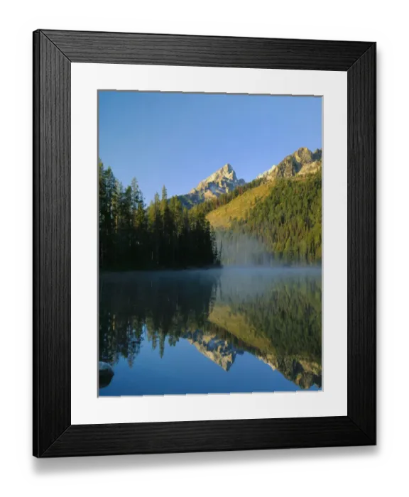 Framed Print : GRAND TETON NATIONAL PARK, WYOMING. USA. Mount Teewinot reflected in steaming String Lake Framed Print : GRAND TETON NATIONAL PARK, WYOMING. USA. Mount Teewinot reflected in steaming String Lake