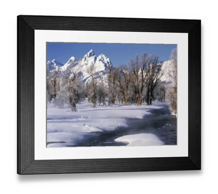 Framed Print : USA, Wyoming, Grand Teton National Park covered in snow