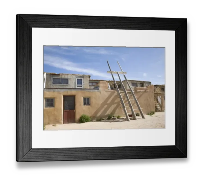 Framed Print : NM, New Mexico, Acoma Pueblo Sky City occupied since circa AD 1150 adobe