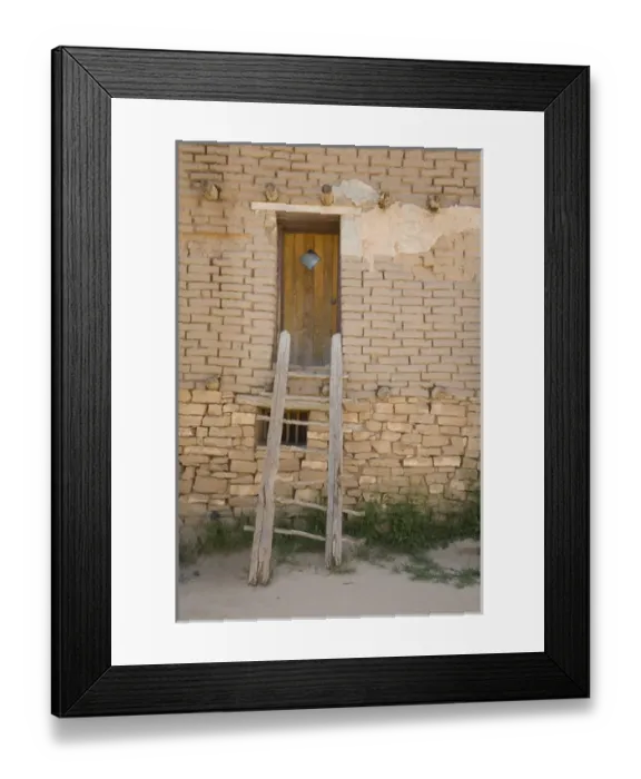 Framed Print : NM, New Mexico, Acoma Pueblo Sky City occupied since circa AD 1150, ladder
