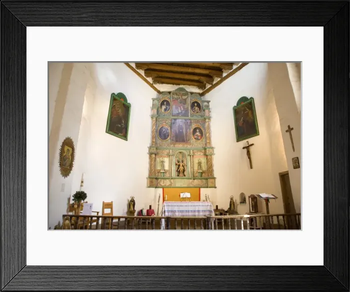 Framed Print : NM, New Mexico, Santa Fe, San Miguel Mission, the Sanctuary and altar screen Framed Print : NM, New Mexico, Santa Fe, San Miguel Mission, the Sanctuary and altar screen