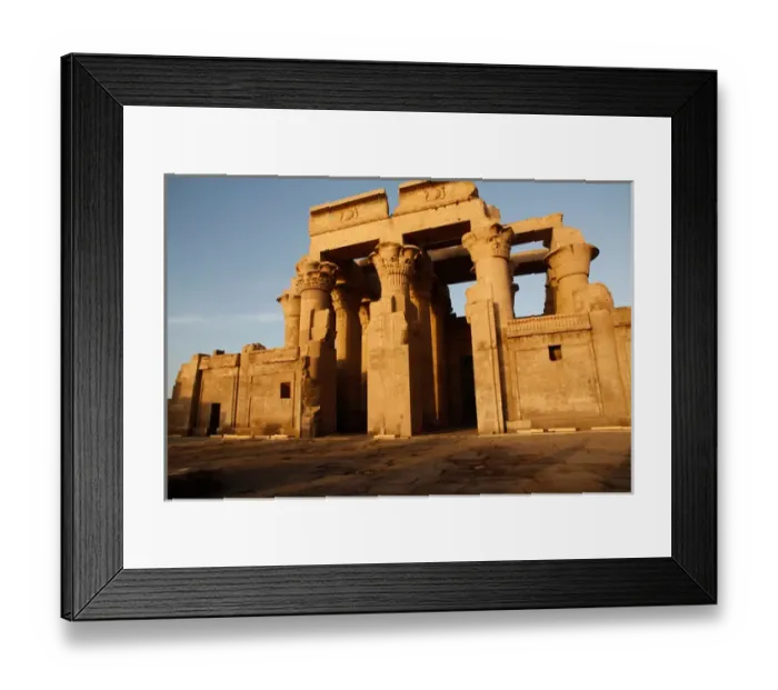 Framed Print : Africa, Egypt, Kom Ombo. Sunset at the Egyptian double temple of Kom Ombo which was