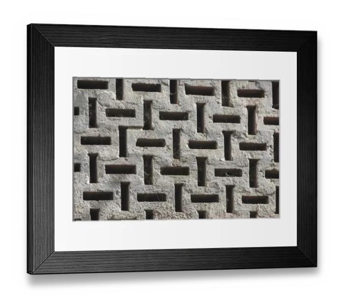 Framed Print : West Africa, The Gambia, Banjul. Concrete lattice wall